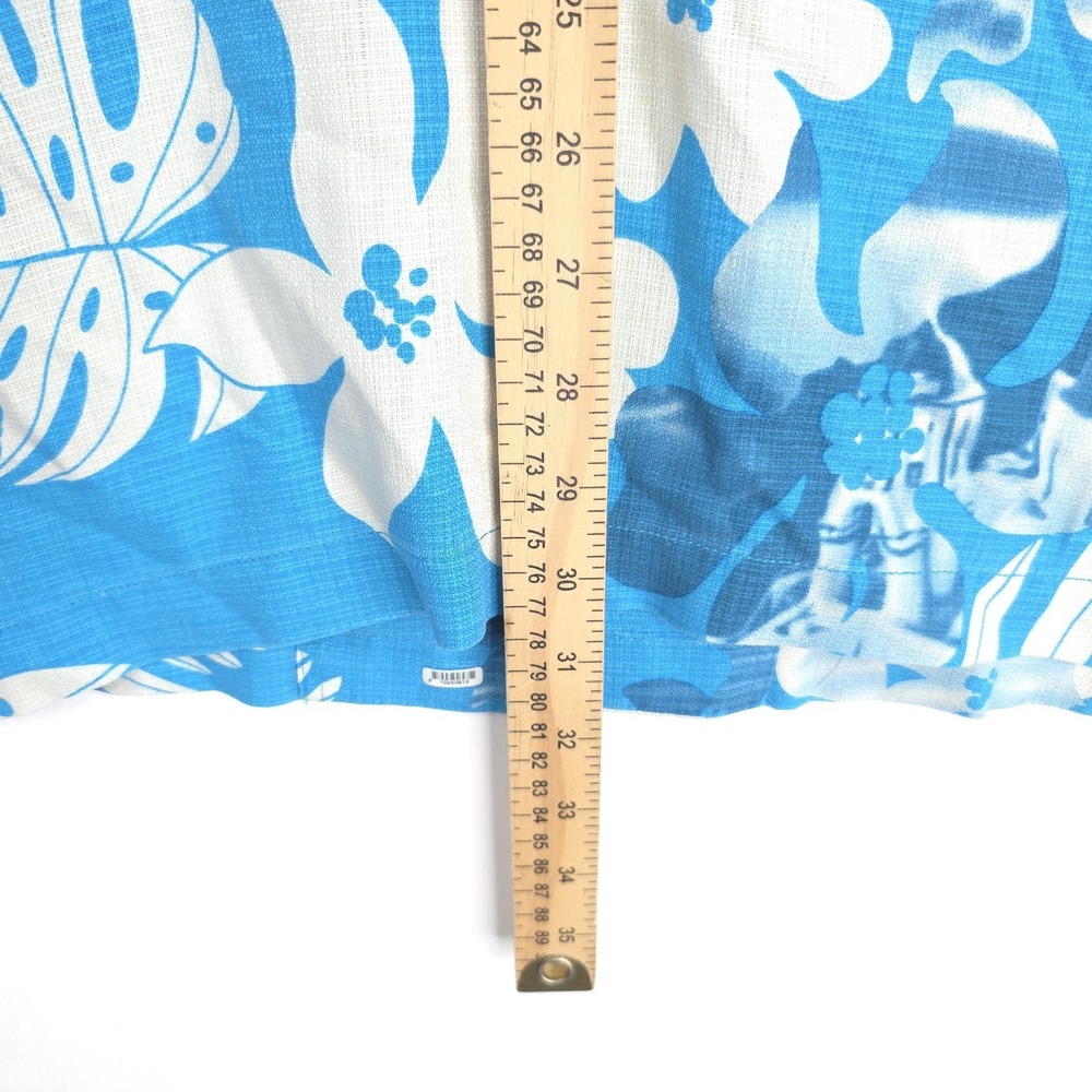 Tommy Bahama Shirt Mens XL Blue White 100% Silk Floral Hawaiian Camp Loop Collar - Picture 5 of 9